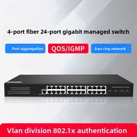 Switch Gigabit Ethernet de 24 Puertos, 4 Ópticos y 24 Eléctricos, Gestión de Red QoS, Capacidad de 56 Gbps, Modelo XH-8800-4S24F-GL