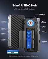 ORICO 9-in-1 USB-C Hub M.2/NVMe SSD Enclosure 10Gbps Stasiun Docking Bebas Alat Kipas Bawaan Gigabit Ethernet 100W PD Kartu SD/TF