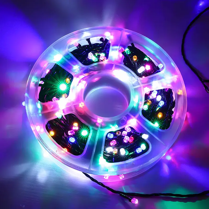 New Arrival 50m LED String Lights 8mm Line Disc IP65 Factory Outlet White RGB Festive Christmas Outdoor Lighting Tree
