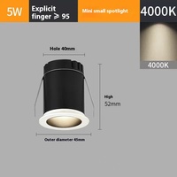 24 degrés 3W 5 Watt 7W 9W Spot lumineux encastré au plafond à LED, anti-éblouissement profond