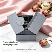 Boîte cadeau grise haut de gamme personnalisée pour cosmétiques, emballage extérieur à double porte magnétique à ouverture rabattable, carton spécial pour parfum et bougie