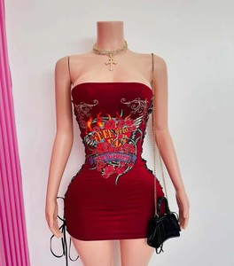 <span class=keywords><strong>Vestido</strong></span> <span class=keywords><strong>Corto</strong></span> de Verano a la Moda Y2K de Diseñador Retro con Estampado <span class=keywords><strong>Ajustado</strong></span> y Lazo Sexy para Fiestas y Clubes para Mujer - Product Image 2