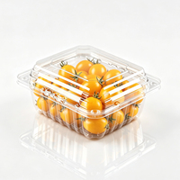 Conteneur transparent en PET pour tomates cerises avec couvercle bombé, couvercle séparé, boîte à légumes côtelée jetable, qualité alimentaire, vente en gros, OEM personnalisé