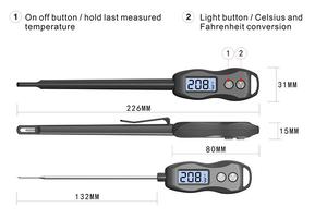 Thermomètre numérique instantané pour aliments-Thermomètre à viande à lecture instantanée avec écran LCD pour la cuisson, le barbecue et la fabrication de bonbons - Product Image 2
