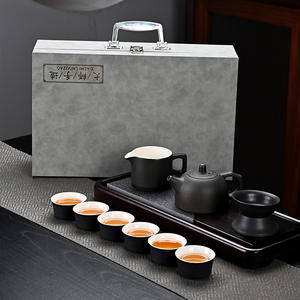 Juego de té Kung Fu de cerámica rústica negra con asa, regalo completo para uso doméstico - Product Image 2