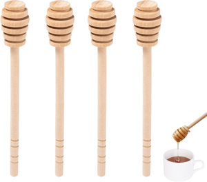 Cuillères à miel en bois, lot de 4, ustensiles légers pour servir le miel - Product Image 1