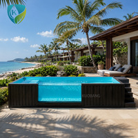 Glas-Container-Pool 20 Fuß Oberirdischer Rahmenpool Luxus-Container-Schwimmbecken mit Terrasse für Villa-Hinterhof