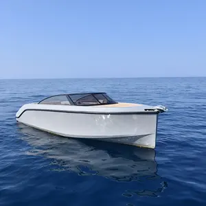 Ecocampor Yacht di lusso vendita calda 28 piedi barca chiatta in alluminio per 8 persone con letto Queen Size con fiocco