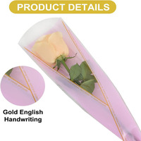 Manchons pour roses individuelles, sacs d'emballage pour fleurs avec lettres or rose, fournitures de fleuriste en plastique, cadeau personnalisable pour la Fête des Mères