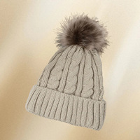 Nouveau bonnet en laine épaisse coupe-vent automne/hiver, tricot torsadé, pompon brodé, logo personnalisable, tendance