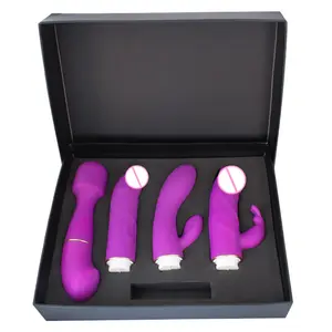Luxus 4 in 1 Vibrator AV <span class=keywords><strong>Wand</strong></span> <span class=keywords><strong>Massage</strong></span> gerät Kaninchen G-Punkt Dildo vibratoren mit Köpfen Wechselbarer Vibrator für Frauen Männer - Product Image 1