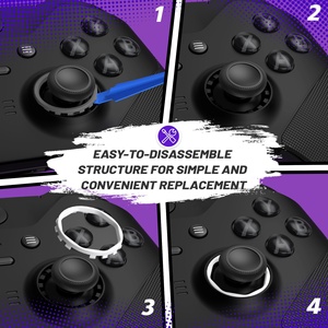 Bâtons octogonaux de remplacement blancs redessinés avec anneaux d'accentuation pour manette Xbox Series X/S, coque version EXtremeRate ASR - Product Image 4