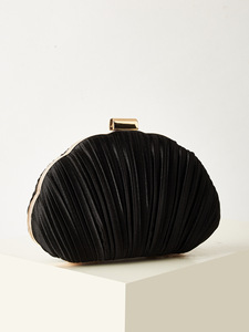Pochette de soirée plissée pour femme, sac à main rigide, pochette de mariée, sac bandoulière pour tenue de soirée avec chaîne amovible - Product Image 3