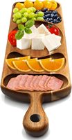 Planches de charcuterie en bois Assiette à fruits réversible en bois d'acacia Plateaux de service plats au chocolat avec poignée