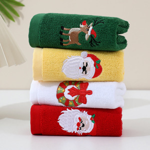 Serviettes brodées de Noël 32x45cm en pur coton, serviettes de toilette, cadeau publicitaire, logo personnalisé, forme rectangulaire - Product Image 1