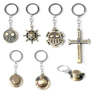 7 styles Alloy Pendant Straw hat Luffy Keychain Keyrings for the fans of Anime