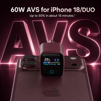 Chargeur mural USB Type-C intelligent AI à charge rapide KYT 45W 60W GaN PD 3.0 avec protection OTP