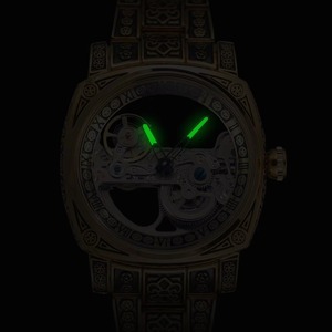 Reloj de lujo para hombre de alta gama, tallado, con esfera mecánica esqueletizada en tono dorado, números romanos, automático, resistente al agua y luminoso. - Product Image 5