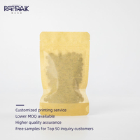 Emballage de café à fenêtre transparente à fermeture éclair thermoscellée écologique personnalisé sac en papier de riz pochette debout emballage en grains de café