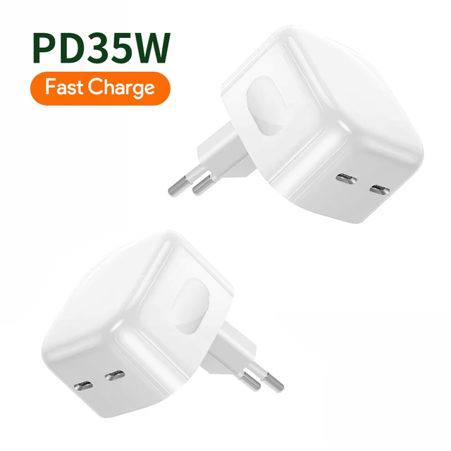 35W GAN Charger Double USB-C Wall Charger Fast Charging Adapter for Iphone 15 14 13 12 Pro Max