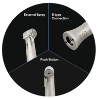 Dental 1:20 Increasing Contra Angle Fiber Optic Tips LED Stainless Steel Internal Electric Micromotor Low Speed Handpiece