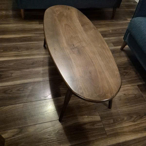 Table basse moderne faite à la main, prix de gros, en bois de noyer massif, ovale, ellipse, rectangle, style mid-century - Product Image 6