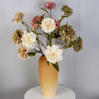 Fleurs artificielles en soie Dahlia rétro bordeaux rose crème, tiges pliables, pour bouquets de mariage et centres de table floraux – Approvisionnement direct usine