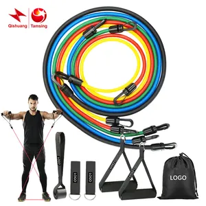 Spor kaliteli ev antreman komple direnç bantları Set ev fitness 11 adet lateks direnç borusu bantları set