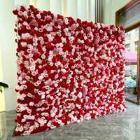 RMTS ZW7-46 Dekorasi Mewah Modern Cantik dari Sutra Buatan 3d/5d Gulungan Bunga Mawar Merah Muda untuk Latar Belakang Dinding Pernikahan 8ft X 8ft