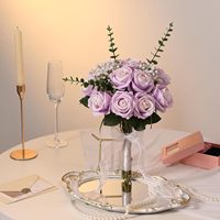 Hochwertige Künstliche Blumen Rosen Echt Aussehende Lila Rosen für Chinesisches Neujahr Party Heim Hochzeitsdekoration