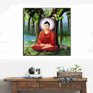 Ricamo diamante 5d fai da te <span class=keywords><strong>punto</strong></span> <span class=keywords><strong>croce</strong></span> il Buddha sotto un albero di Bodhi pittura diamante trapano completo soggiorno Wall Art Decor - Product Image 2