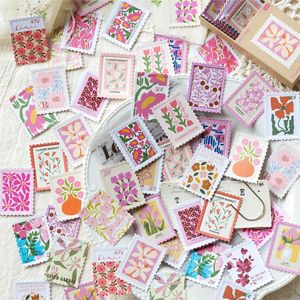 50 autocollants par boîte, série Fleur Bureau de <span class=keywords><strong>Poste</strong></span>, autocollants gaufrés type <span class=keywords><strong>timbre</strong></span> de boîte d'allumettes pour journal créatif DIY - Product Image 4