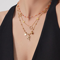 Ensemble de bijoux en acier inoxydable bohème avec perles en pierres naturelles colorées pour femmes, collier et bracelet dorés, vente en gros