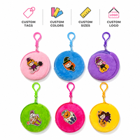 Porte-monnaie rond en peluche de la série Halloween, 8 cm, motif sorcière et citrouille de dessin animé, mignon, avec pendentif porte-clés coloré, pour cadeau de fête
