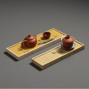 Bandeja de Bambú, Madera Maciza Hecha a Mano, Decoración Natural para el Hogar, Juego de Portavasos - Product Image 3