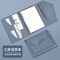 Journal en cuir PU à trois volets avec papier remplaçable et poche, planificateur multifonctionnel de voyage A5, classeur de planificateur personnalisé