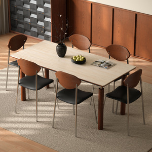 Mesa de Comedor Bauhaus de Bambú con Superficie de Roca, Estilo Retro Francés, Desmontable, Rectangular, para Apartamentos Pequeños, Estilo Mediados de <span class=keywords><strong>Siglo</strong></span> - Product Image 5