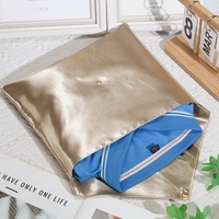 Pochette enveloppe en satin doré imprimé de logo personnalisé pour vêtements paquet de cheveux de luxe perruque enveloppe d'emballage de lingerie sac en satin de soie anti-poussière
