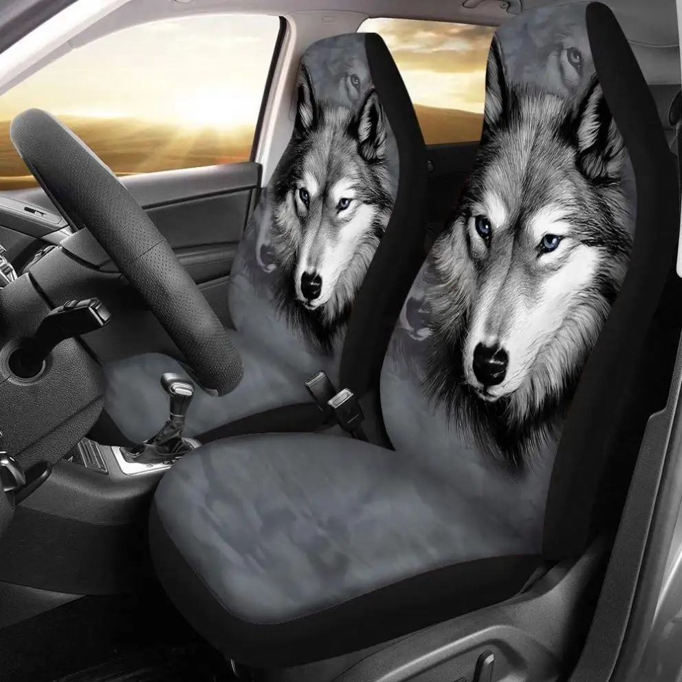 Set von 2 Auto Accessories Protectors Car Decor Universal Fit für Car Custom Wolf Grey Print Car Seat Covers