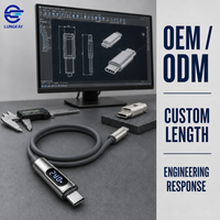 Kabel USB C ke C LUNG KAY 240W 5A dengan Layar Digital untuk Laptop, Ponsel, Tablet, Custom OEM ODM Pabrik