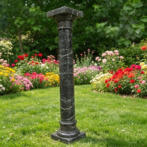 Prix de gros : Sculpture décorative moderne en pierre naturelle, <span class=keywords><strong>colonne</strong></span> romaine sculptée, design en marbre noir, pour escalier extérieur et <span class=keywords><strong>salon</strong></span> - Product Image 1