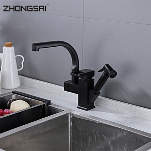 Moderno negro sólido latón cocina tirar fuera grifo - Product Image 3