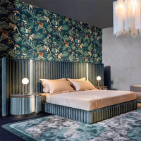 Nouveau design Lit de luxe King Size en or champagne-Lit design moderne avec tête de lit grand écran