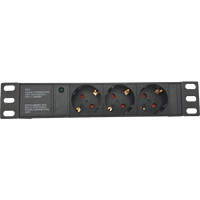 Bloc multiprises électrique 16A 1U 10 pouces 3 prises type Schuko allemand/européen CEE 7/3 DIN 49440 avec voyant lumineux d'alimentation