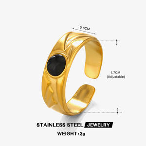Anillo redondo <span class=keywords><strong>de</strong></span> textura lujosa, anillos <span class=keywords><strong>de</strong></span> piedras <span class=keywords><strong>preciosas</strong></span> con temperamento <span class=keywords><strong>de</strong></span> apertura <span class=keywords><strong>de</strong></span> aceite por goteo, joyería Popular <span class=keywords><strong>de</strong></span> acero inoxidable estilo <span class=keywords><strong>Instagram</strong></span> para mujer - Product Image 6