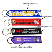 Vente en gros de porte-clés personnalisés avec votre propre logo brodé, étiquettes de clés, anneaux porte-clés, étiquettes tissées brodées
