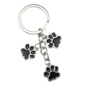Cute Enamel Keychain Cat Dog Paw Key Ring Footprints KeyChains For Women Men Handbag Accessories DIY Handmade Jewelry Gifts