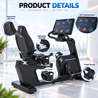 Vélo semi-allongé commercial K-FIT GSK2 EMS, capacité 180 kg, résistance électromagnétique 40 niveaux, écran tactile, faible impact, Bluetooth