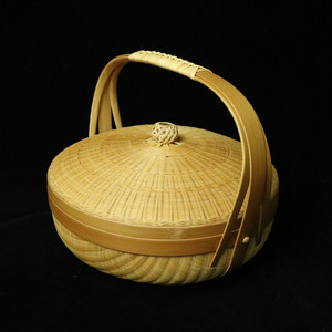 Handmade <b>Bamboo</b> <b>Basket</b> Round With Lid Food Container Storage Tea Set Box Multifunctional Woven <b>Basket</b> - Product Image 2