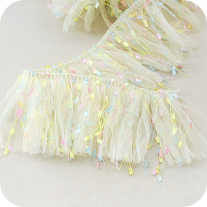 Deepeel AP439 10cm Sewing Accessories Trim Ribbon Fabric Child Doll Mesh Skirt Wedding Mesh Fold <strong>Lace</strong> - Product Image 4